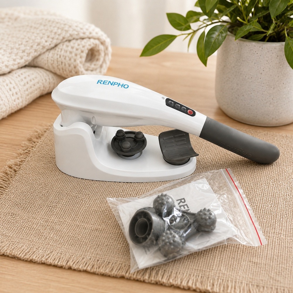 RENPHO Cordless Massager White EM-2016C Handheld Charging Stand